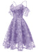 1950ER SPITZE SCHULTER RÜSCHEN BLUMEN KLEID