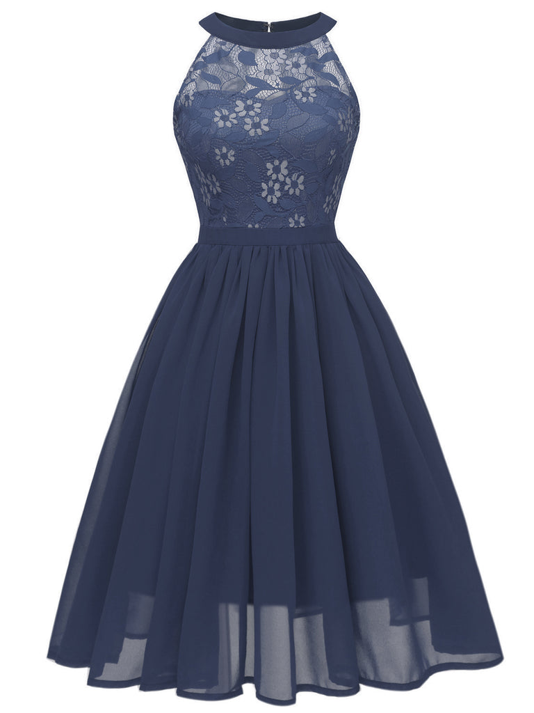 1950ER BLUMEN ÄRMELLOS FLARE-MIDIKLEID