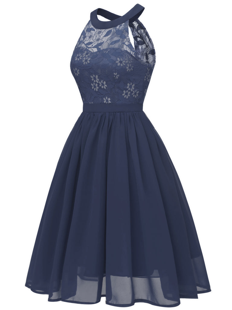 1950ER BLUMEN ÄRMELLOS FLARE-MIDIKLEID