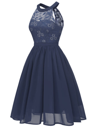 1950ER BLUMEN ÄRMELLOS FLARE-MIDIKLEID