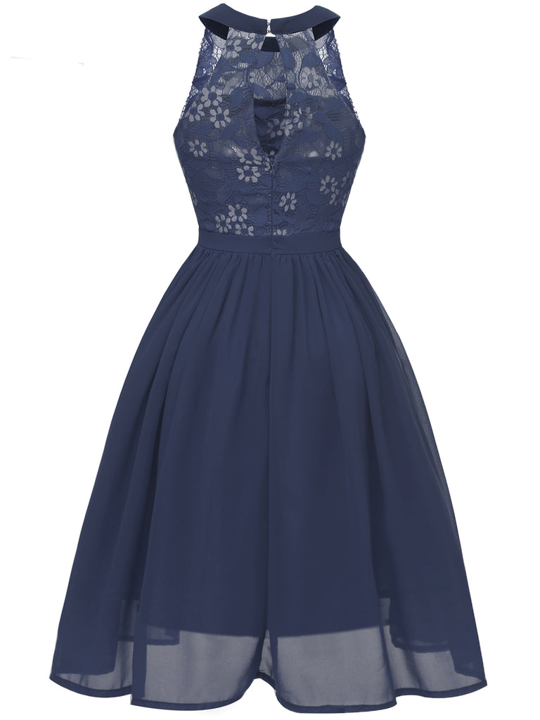 1950ER BLUMEN ÄRMELLOS FLARE-MIDIKLEID