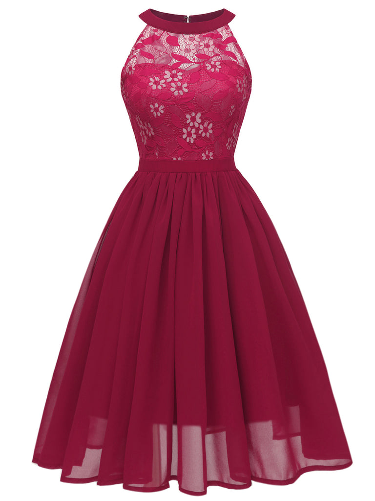 1950ER BLUMEN ÄRMELLOS FLARE-MIDIKLEID