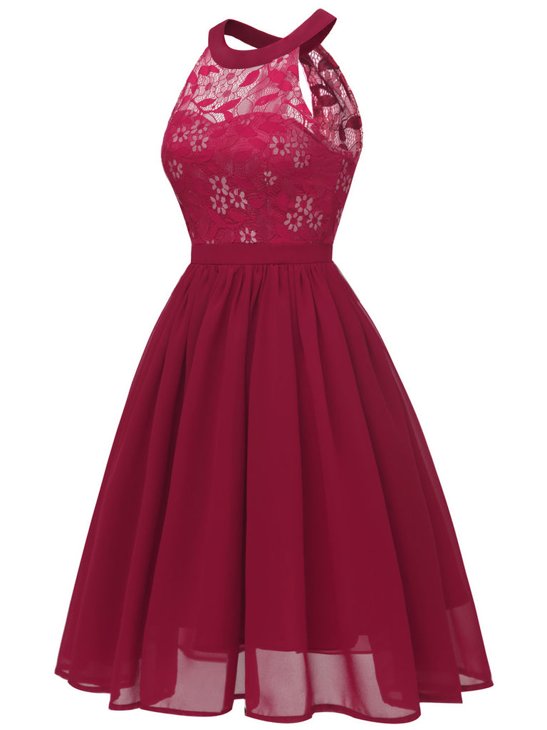 1950ER BLUMEN ÄRMELLOS FLARE-MIDIKLEID