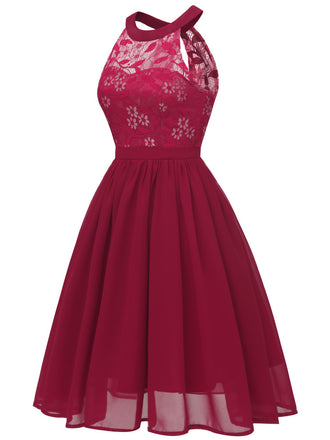 1950ER BLUMEN ÄRMELLOS FLARE-MIDIKLEID