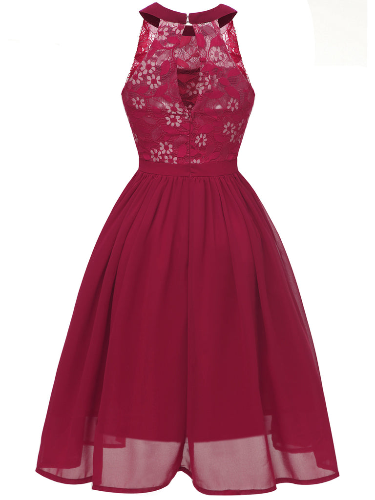 1950ER BLUMEN ÄRMELLOS FLARE-MIDIKLEID