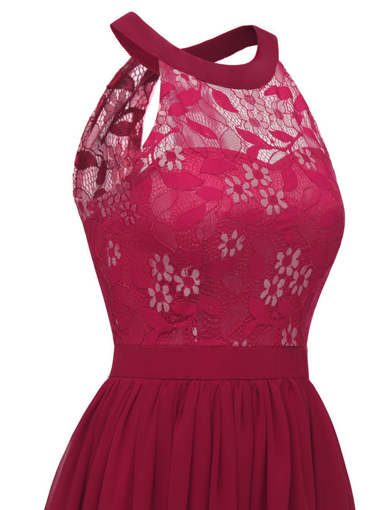 1950ER BLUMEN ÄRMELLOS FLARE-MIDIKLEID