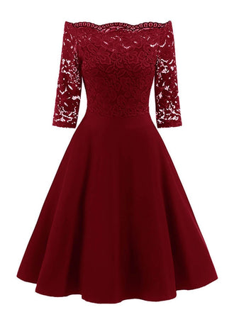 [PRE-SALE] [PLUS SIZE] 1950S LACE OFF SHOULDER DRESS
