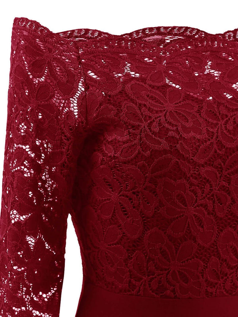 [PRE-SALE] [PLUS SIZE] 1950S LACE OFF SHOULDER DRESS