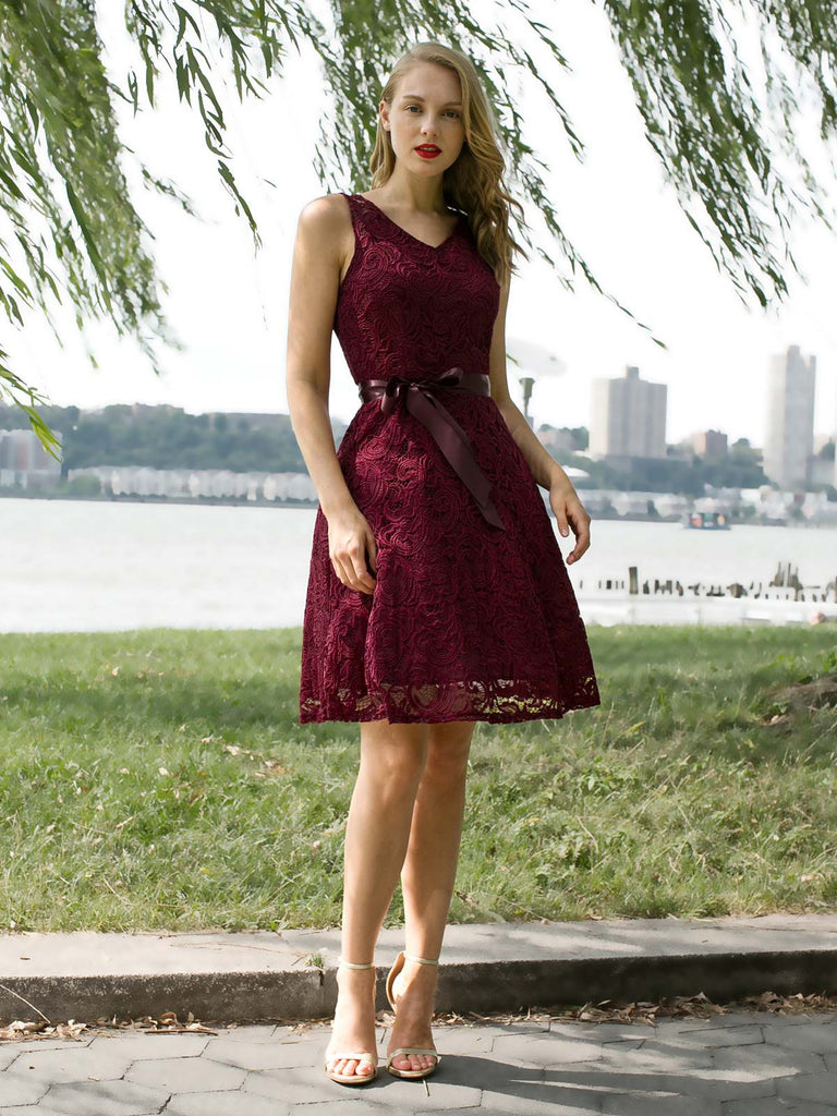 1950ER SPITZE BLUMEN BOGEN  KLEID