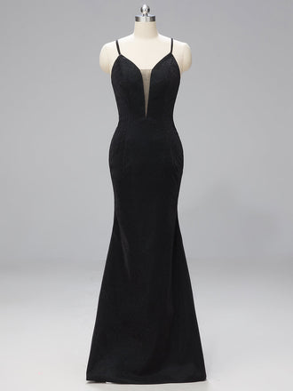 SPAGHETTI TRÄGER BRAUTJUNGFER MAXI KLEID