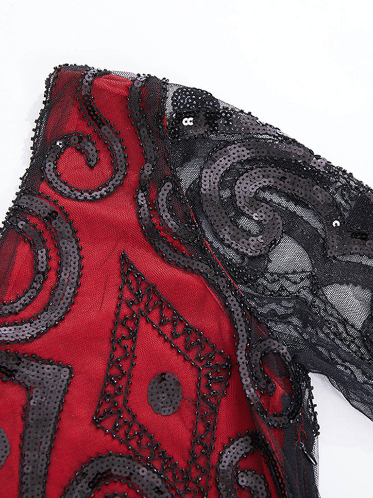 1920ER BLUMEN PAILLETTEN FRANSEN GATSBY KLEID