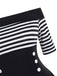 SCHWARZ 1950ER STREIFEN SCHULTERFREIES KLEID