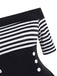 1950ER STREIFEN SCHULTERFREI PATCHWORK SWING KLEID