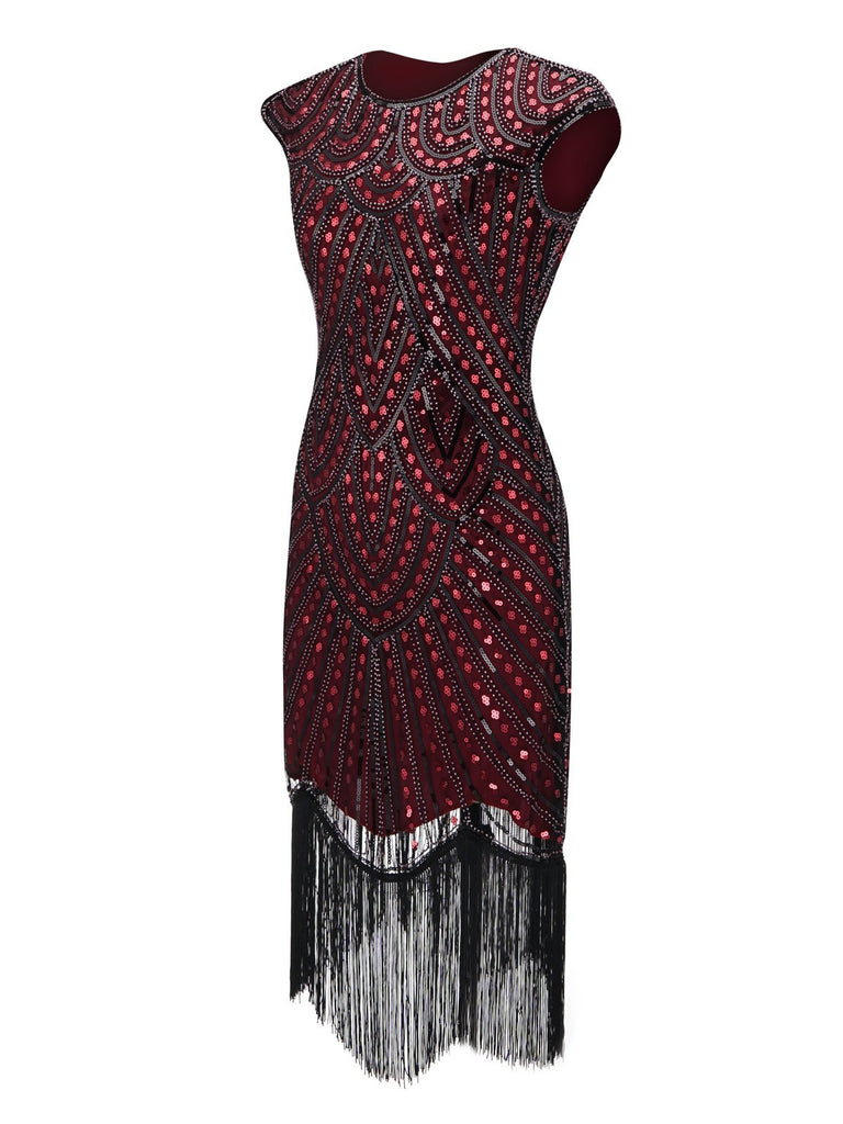HELLGRAU 1920ER PAILLETTEN FRANSEN FLAPPER KLEID