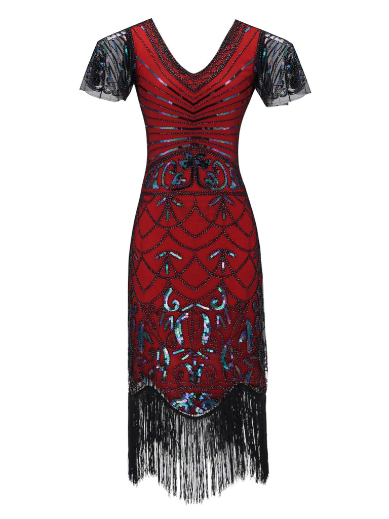 SCHWARZ 1920ER VINTAGE FRANSEN FLAPPER KLEID