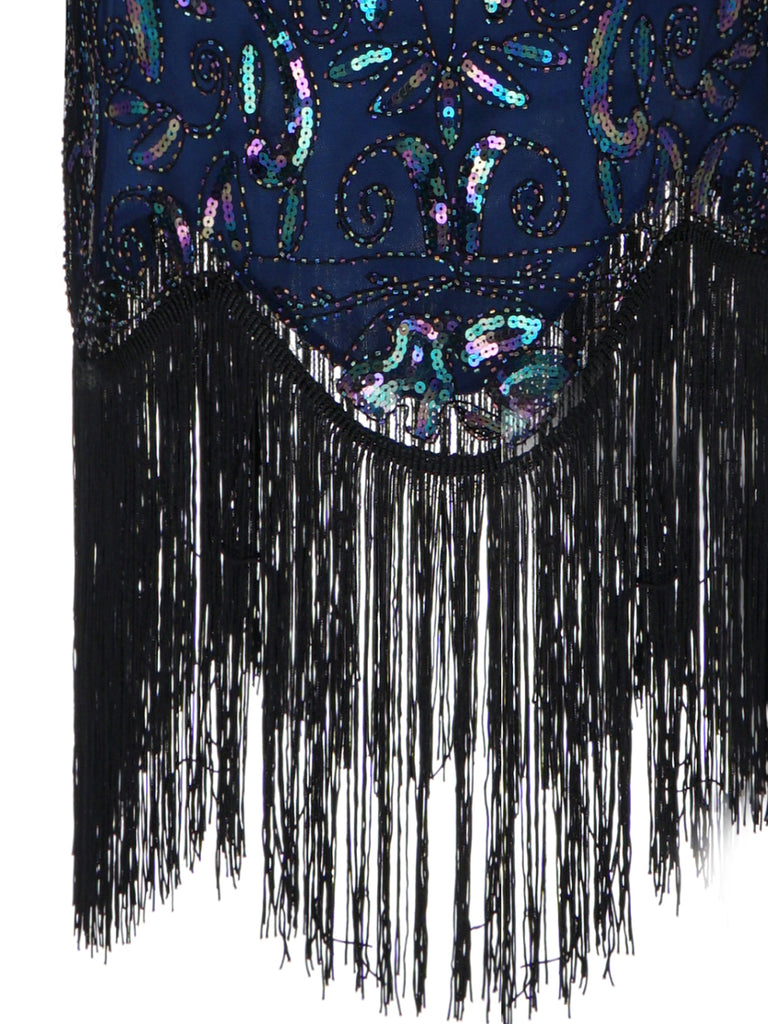 BLAU 1920ER VINTAGE FRANSEN FLAPPER KLEID