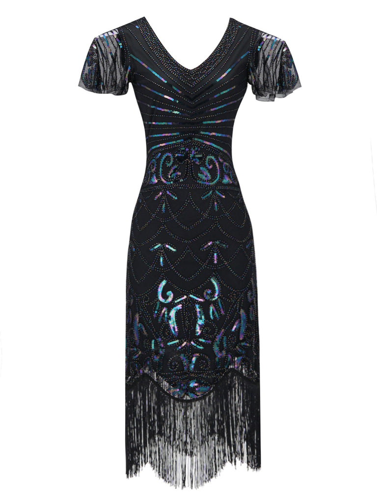 BLAU 1920ER VINTAGE FRANSEN FLAPPER KLEID