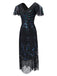 BLAU 1920ER VINTAGE FRANSEN FLAPPER KLEID