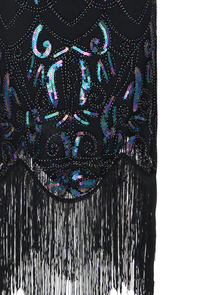 SCHWARZ 1920ER VINTAGE FRANSEN FLAPPER KLEID