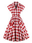 ROT 1950ER KARIERTES TASCHEN SWING KLEID