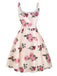 ROSA 1950ER SPAGHETTE BLUMEN HOHE TAILLE SWING KLEID