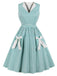 1950er Schleifentaschen Kariertes Revers Kleid
