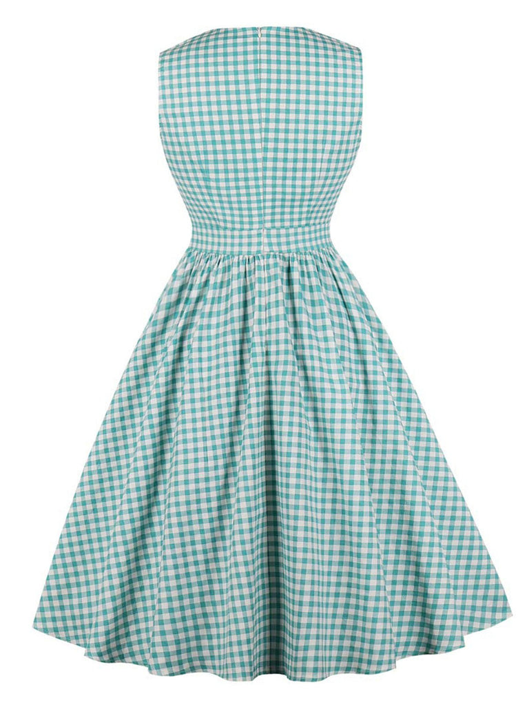 1950er Schleifentaschen Kariertes Revers Kleid