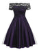 GROSS 1950ER SPITZE SCHULTERFREI BLUMEN SWING KLEID