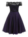GROSS 1950ER SPITZE SCHULTERFREI BLUMEN SWING KLEID