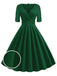 Weinrot 1950ER HOHE TAILLE V-AUSSCHNITT SWING KLEID