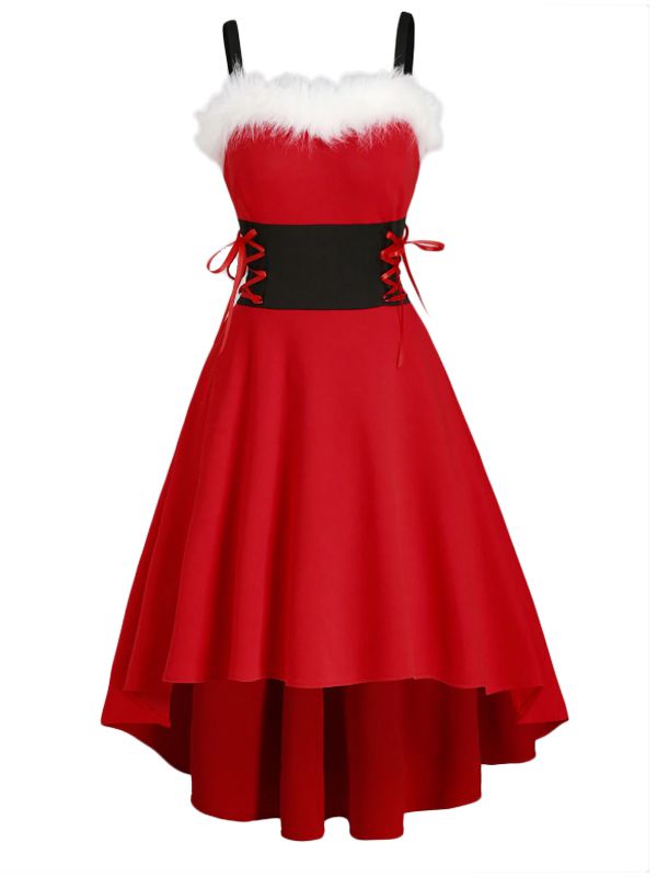 1950ER HILO HOHE TAILLE SPAGHETTI KLEID