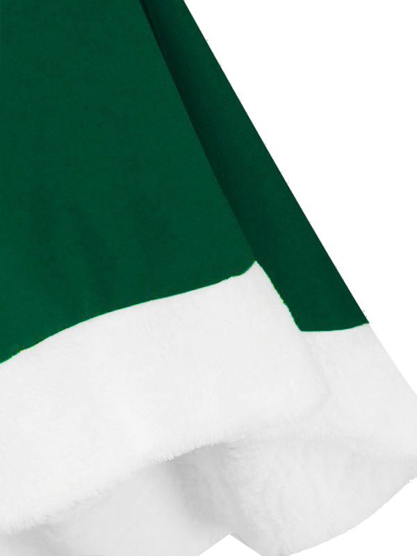 Grün 1950er Weihnachten Bogen Kragen Swing Kleid