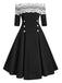 1950ER SCHULTERFREI SPITZE HALBE ÄRMEL KLEID
