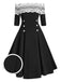 1950ER SCHULTERFREI SPITZE HALBE ÄRMEL KLEID