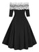 1950ER SCHULTERFREI SPITZE HALBE ÄRMEL KLEID