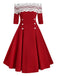 1950ER SCHULTERFREI SPITZE HALBE ÄRMEL KLEID