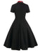 1950ER PLAID BOW PATCHWORK SWING KLEID