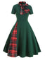 1950ER PLAID BOW PATCHWORK SWING KLEID