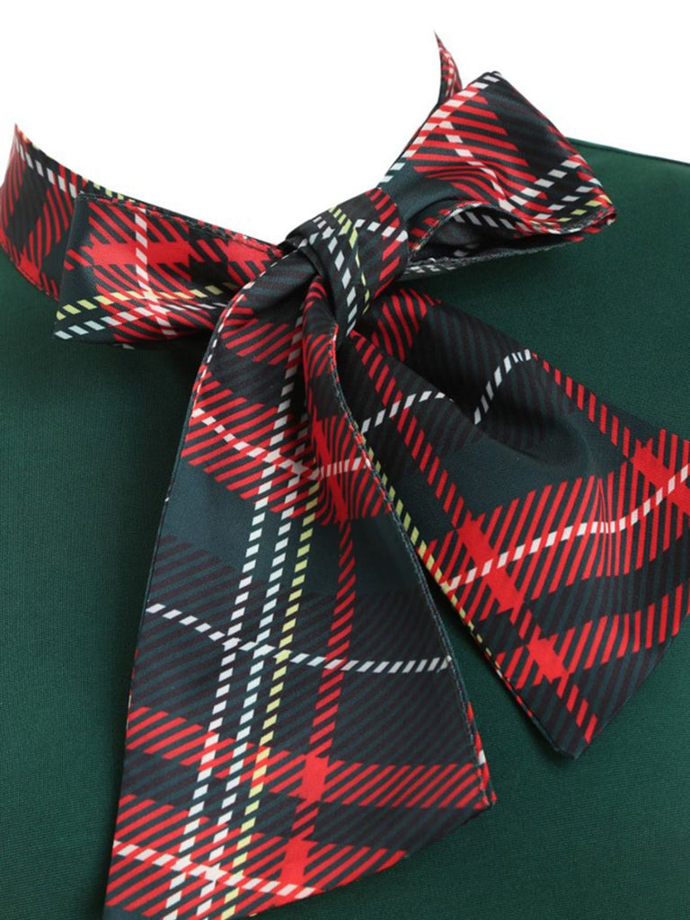 1950ER PLAID BOW PATCHWORK SWING KLEID
