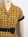 GELB 1950ER PLAID GÜRTEL BLUSE KLEID