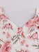 1950ER BLUMEN KURZ ÄRMEL V-AUSSCHNITT SWING KLEID