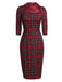 [CZ Lager] Rot 1960er Karos Figurbetont Kleid