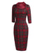 [CZ Lager] Rot 1960er Karos Figurbetont Kleid