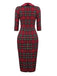 [CZ Lager] Rot 1960er Karos Figurbetont Kleid