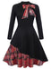 1950ER PATCHWORK BOW PLAID SWING KLEID