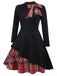 1950ER PATCHWORK BOW PLAID SWING KLEID