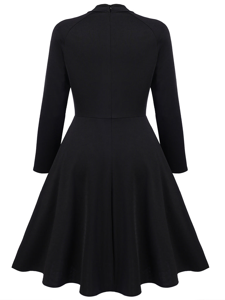 1950ER PATCHWORK BOW PLAID SWING KLEID