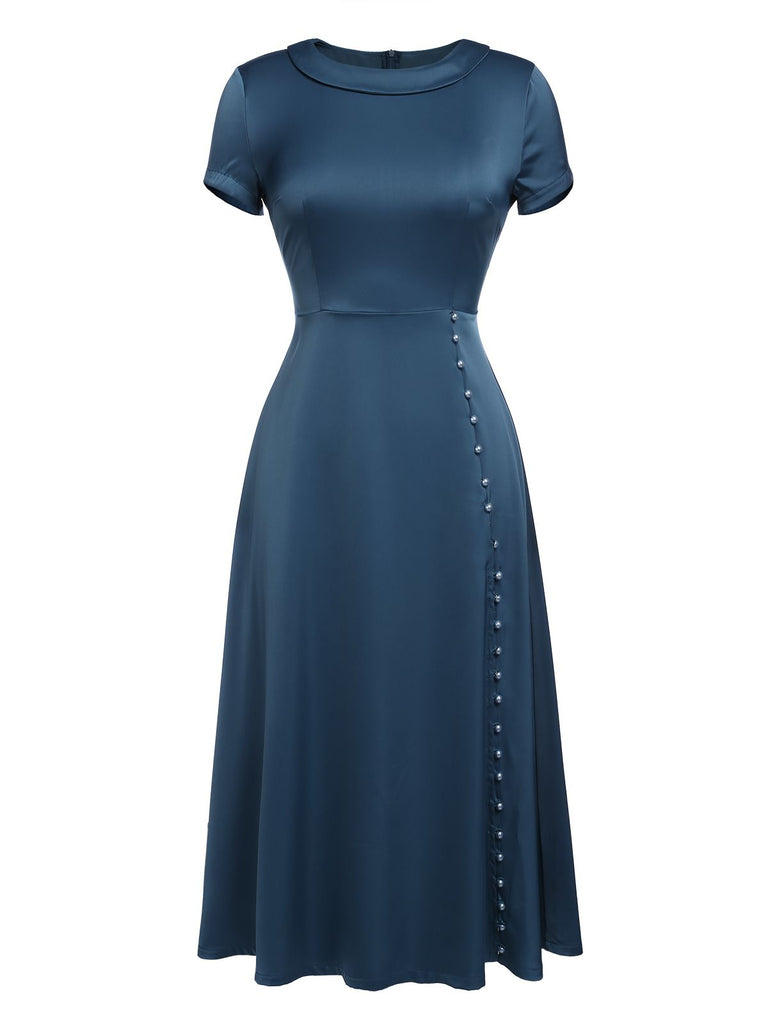 [Vorverkauf] BLAU VINTAGE KURZARM SWING KLEID