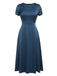 [Vorverkauf] BLAU VINTAGE KURZARM SWING KLEID