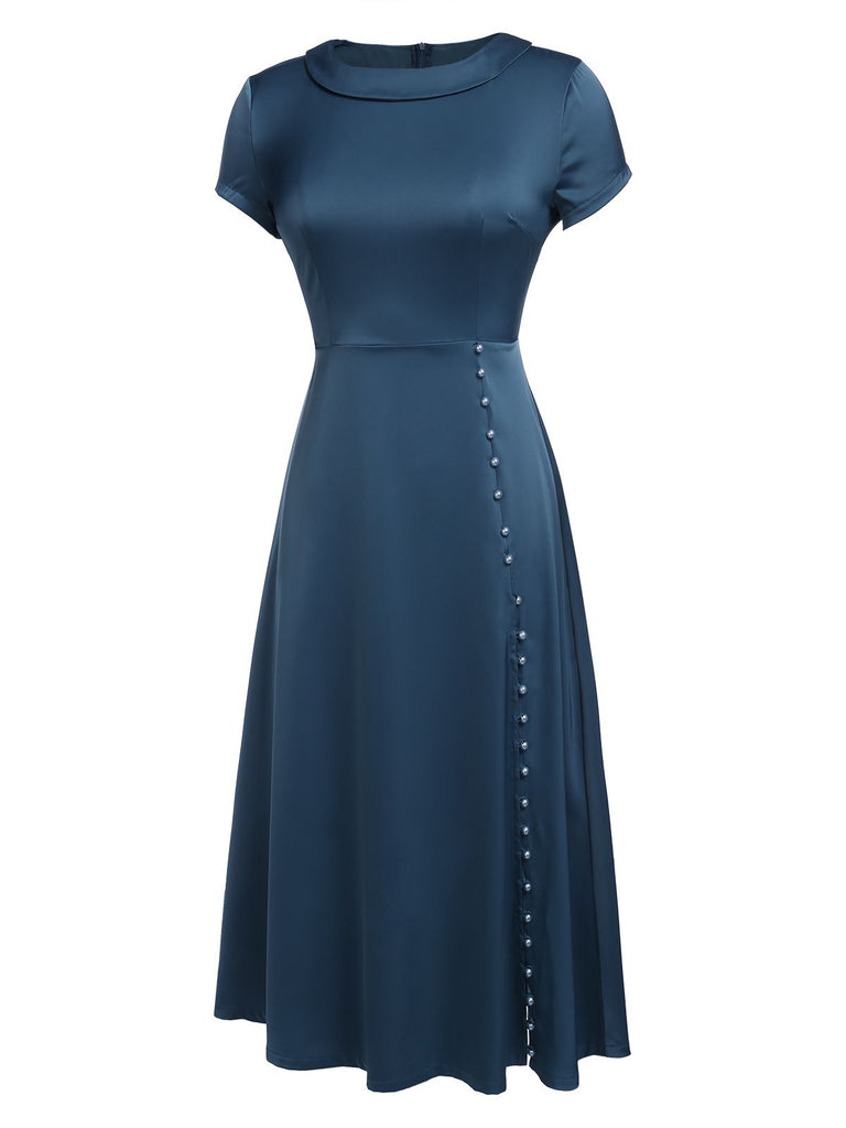 [Vorverkauf] BLAU VINTAGE KURZARM SWING KLEID